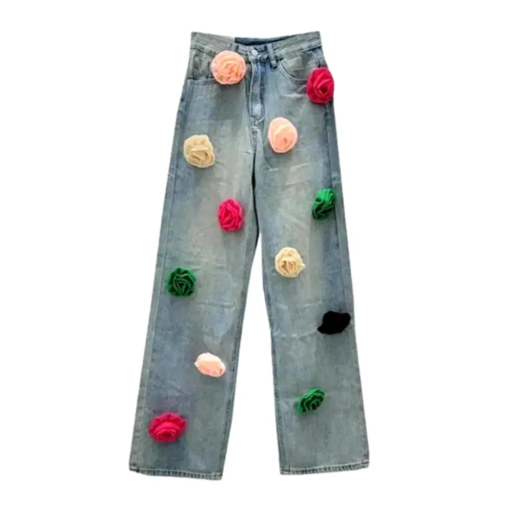 High-waist embellished jeans