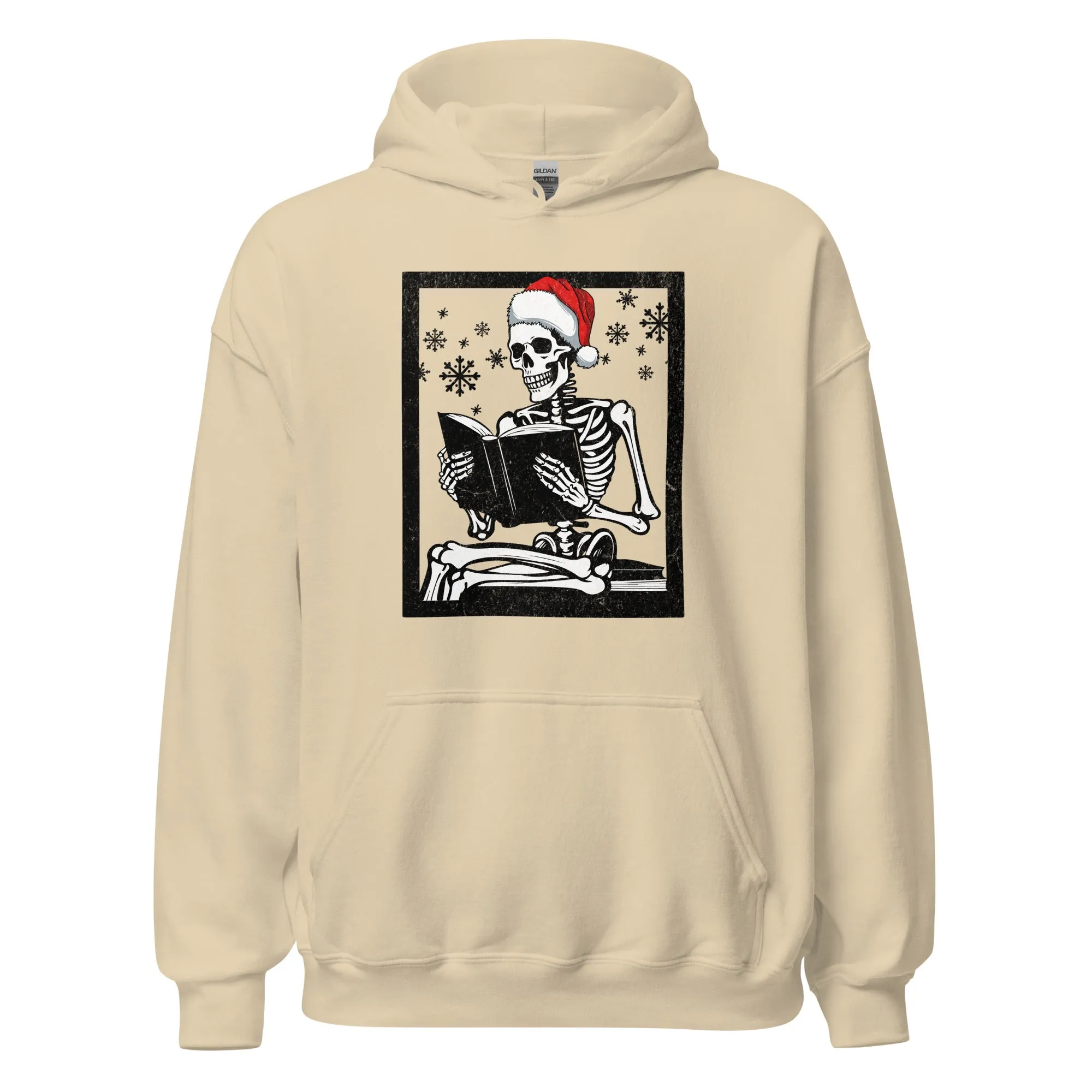 holiday reading skeleton hoodie