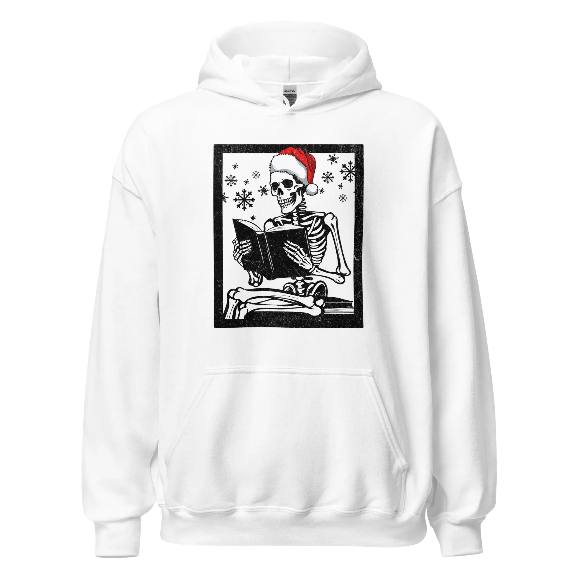 holiday reading skeleton hoodie