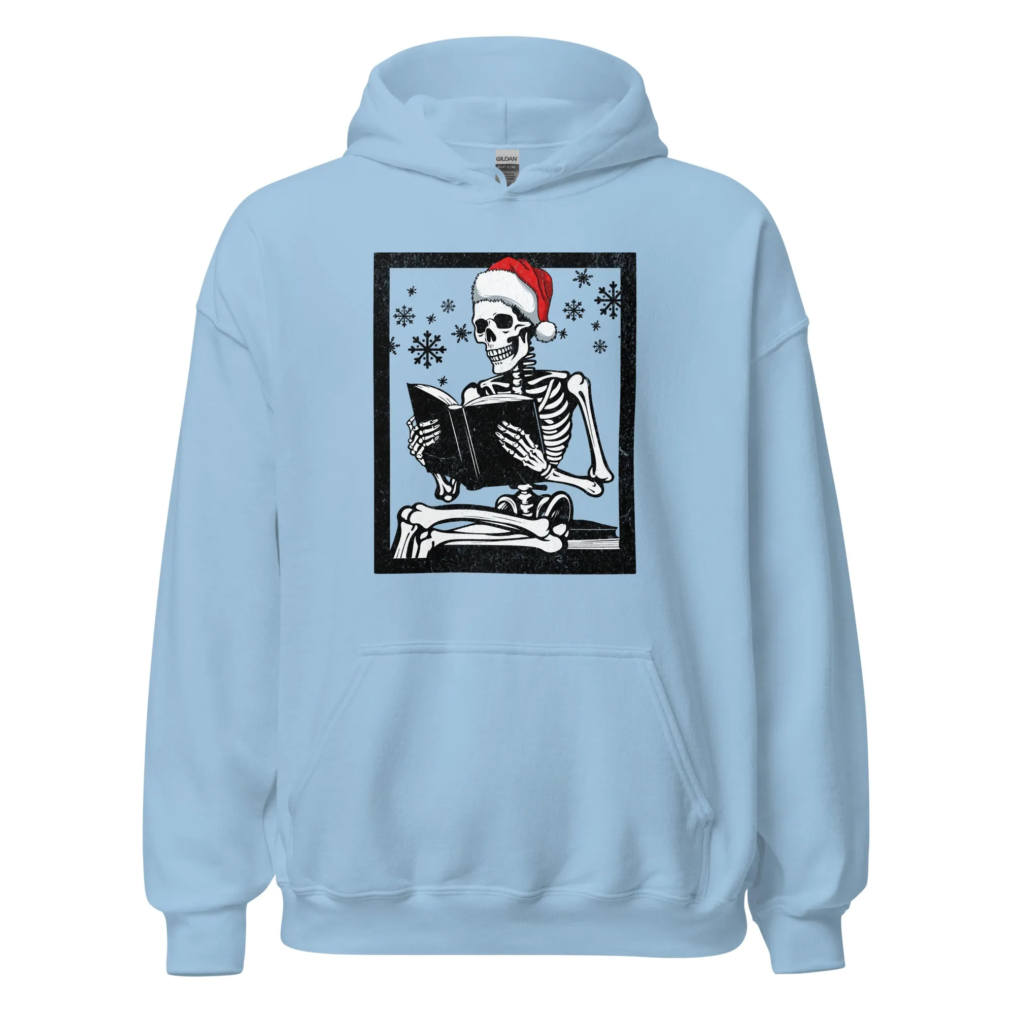 holiday reading skeleton hoodie