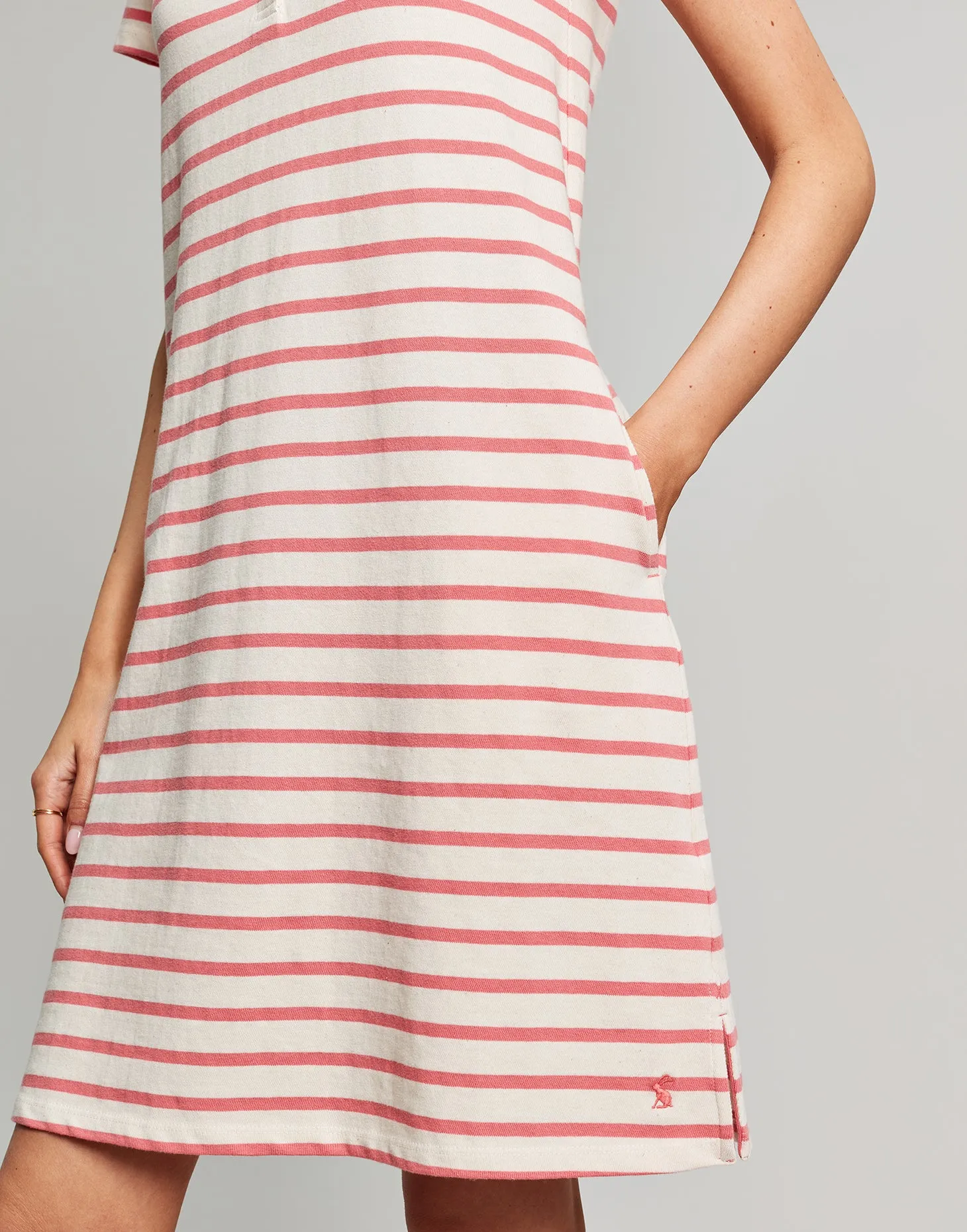 Kea Henley Dress - Coral Stripe