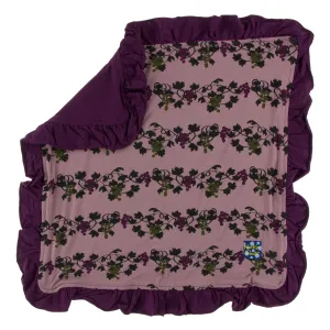 KicKee Pants Print Ruffle Bamboo Lovey - Raisin Grape Vines