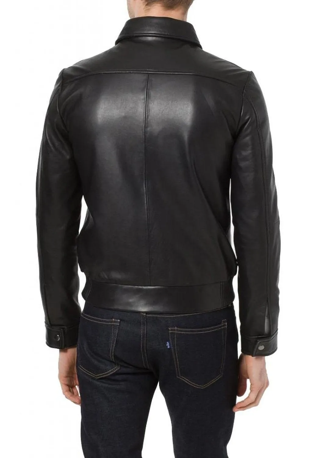 Leather Jackets Hub Mens Genuine Cowhide Leather Jacket (Black, Aviator Jacket) - 1501278