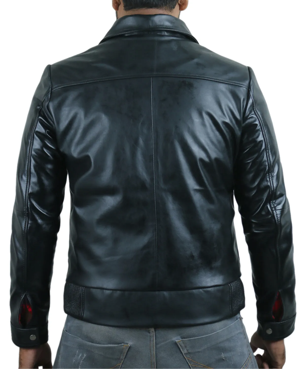 Leather Jackets Hub Mens Genuine Cowhide Leather Jacket (Black, Aviator Jacket) - 1501278