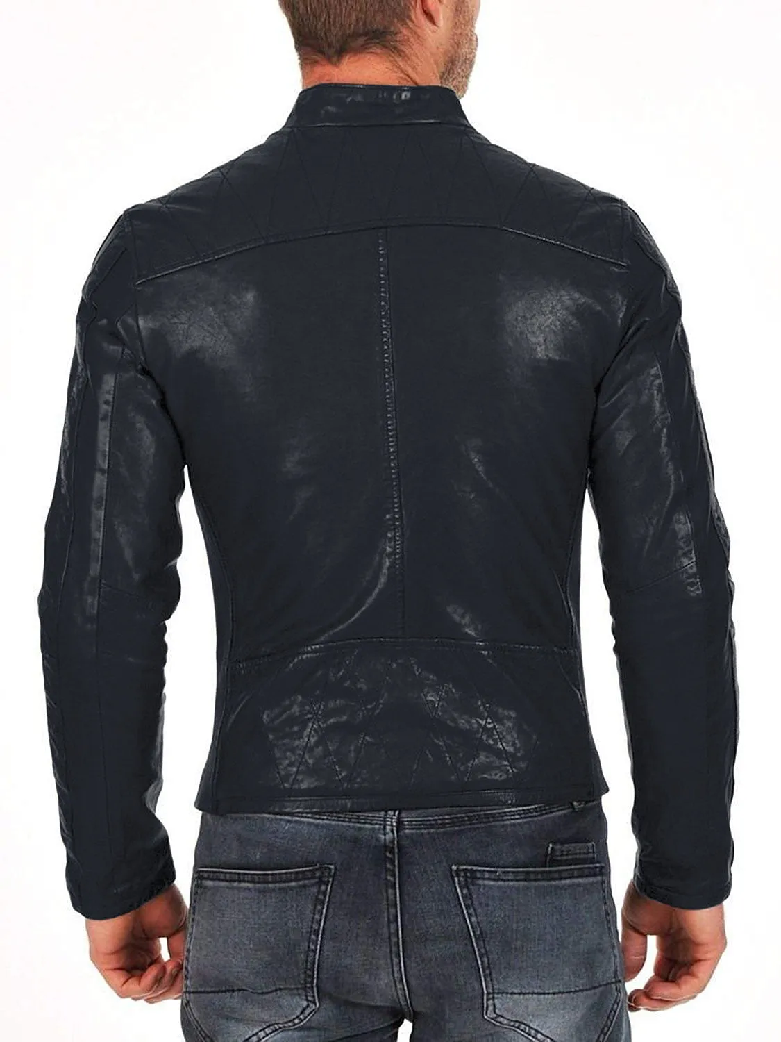 Leather Jackets Hub Mens Genuine Lambskin Leather Jacket (Black, Classic Jacket) - 1501159