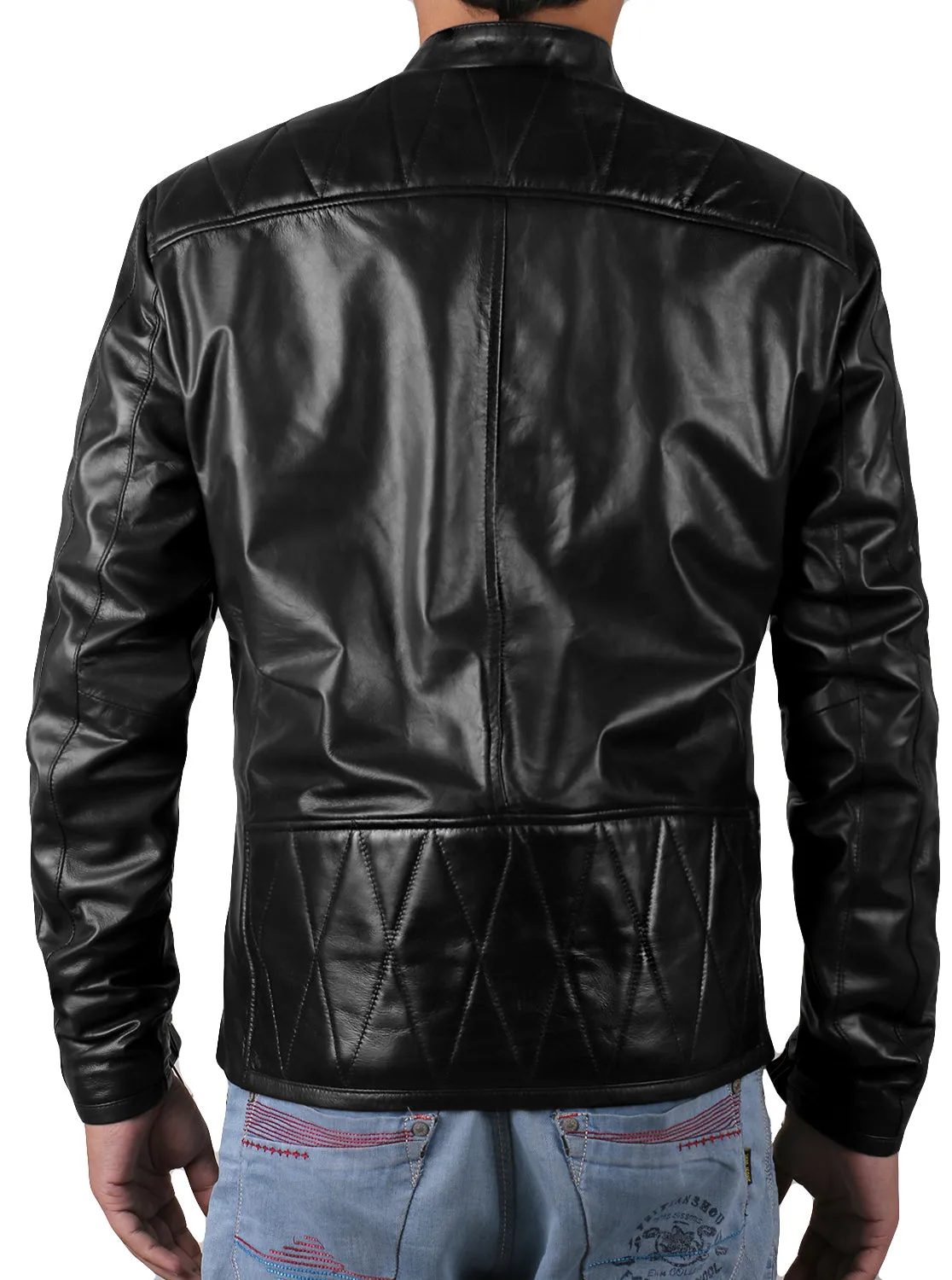 Leather Jackets Hub Mens Genuine Lambskin Leather Jacket (Black, Classic Jacket) - 1501159