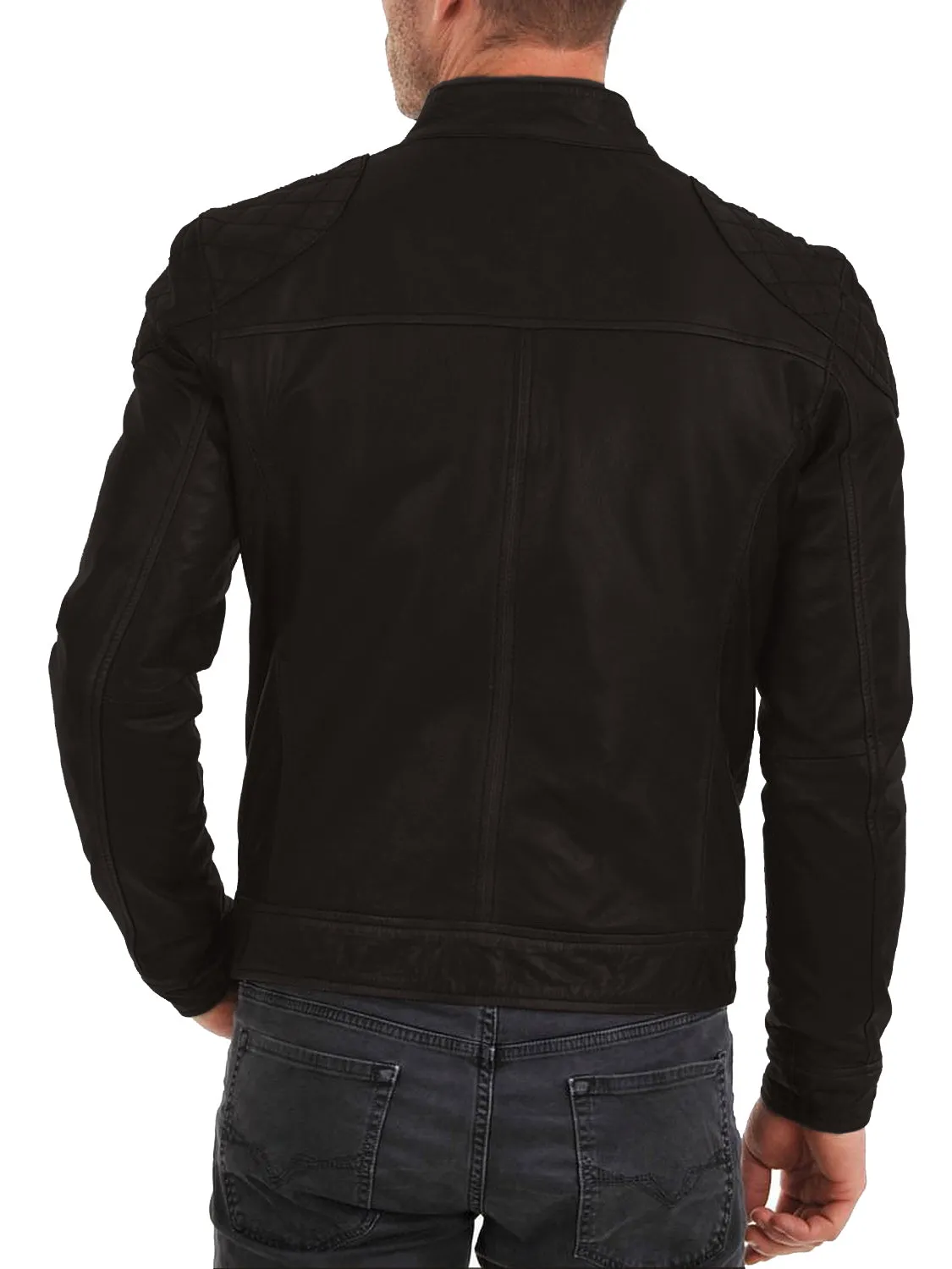 Leather Jackets Hub Mens Genuine Lambskin Leather Jacket (Black, Fencing Jacket) - 1501110