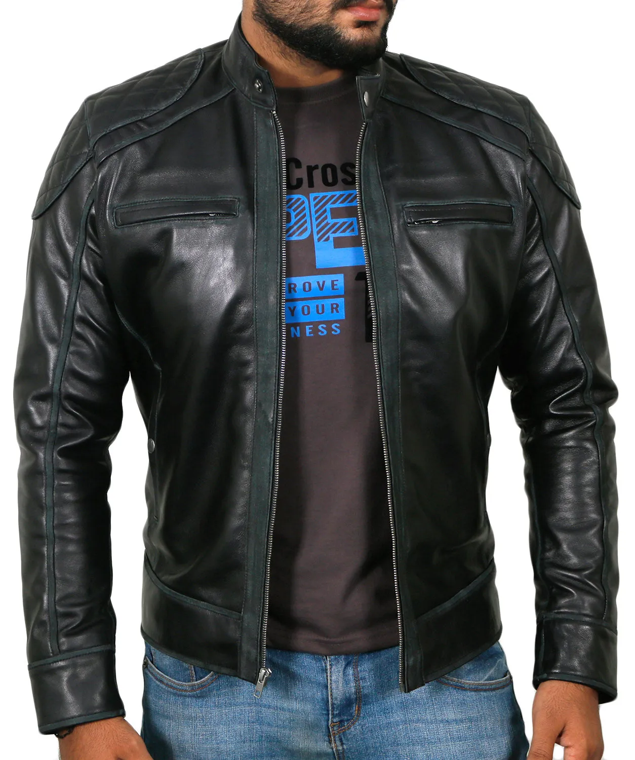 Leather Jackets Hub Mens Genuine Lambskin Leather Jacket (Black, Fencing Jacket) - 1501110