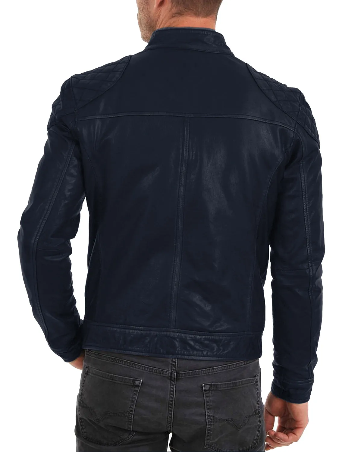 Leather Jackets Hub Mens Genuine Lambskin Leather Jacket (Black, Fencing Jacket) - 1501110