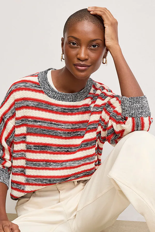 Leila Slouchy Sweater - Multi Knit :: Sunset Stripe