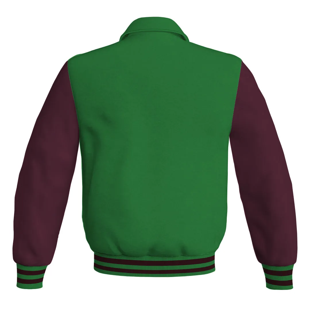 Letterman Varsity Classic Jacket Green Body and Maroon Leather Sleeves