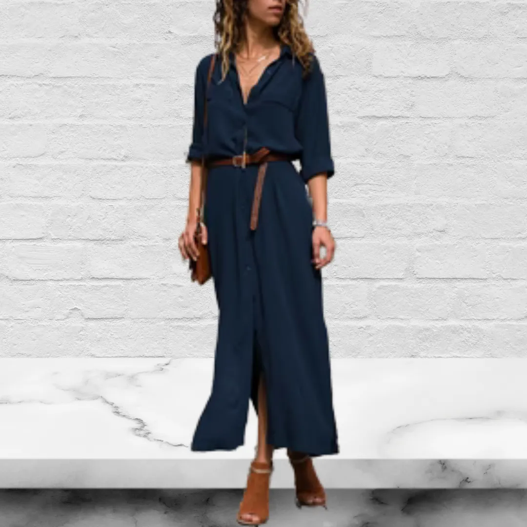 Long Sleeves Chiffon Shirt Maxi Dresses