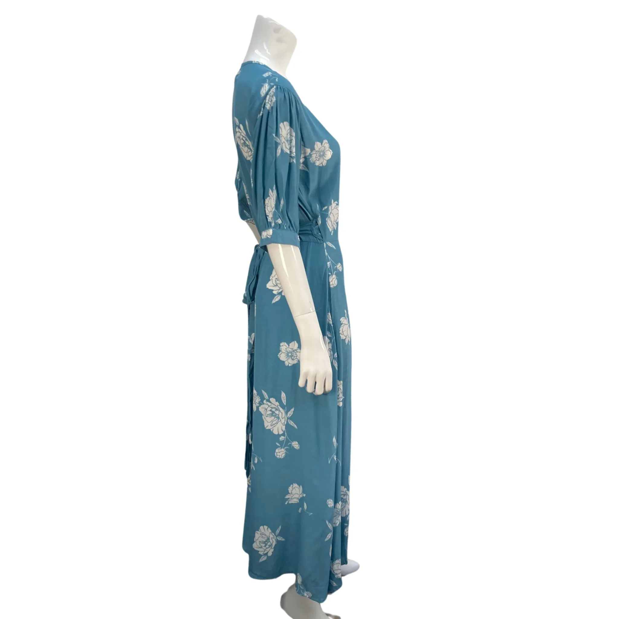 Marina & Company Blue & White Floral Wrap Dress