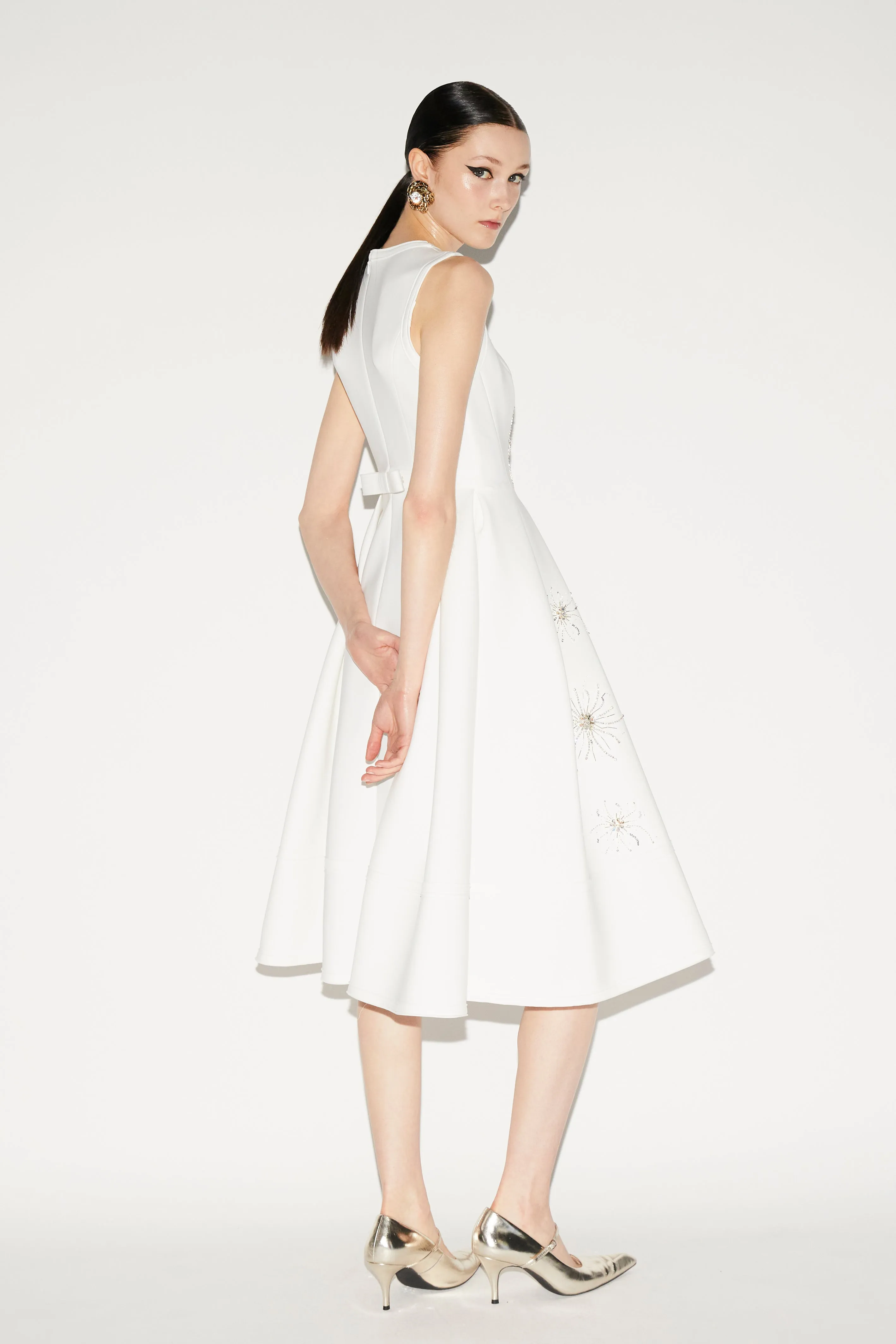 MAY DRESS WHITE EMBELLISHED SCUBA