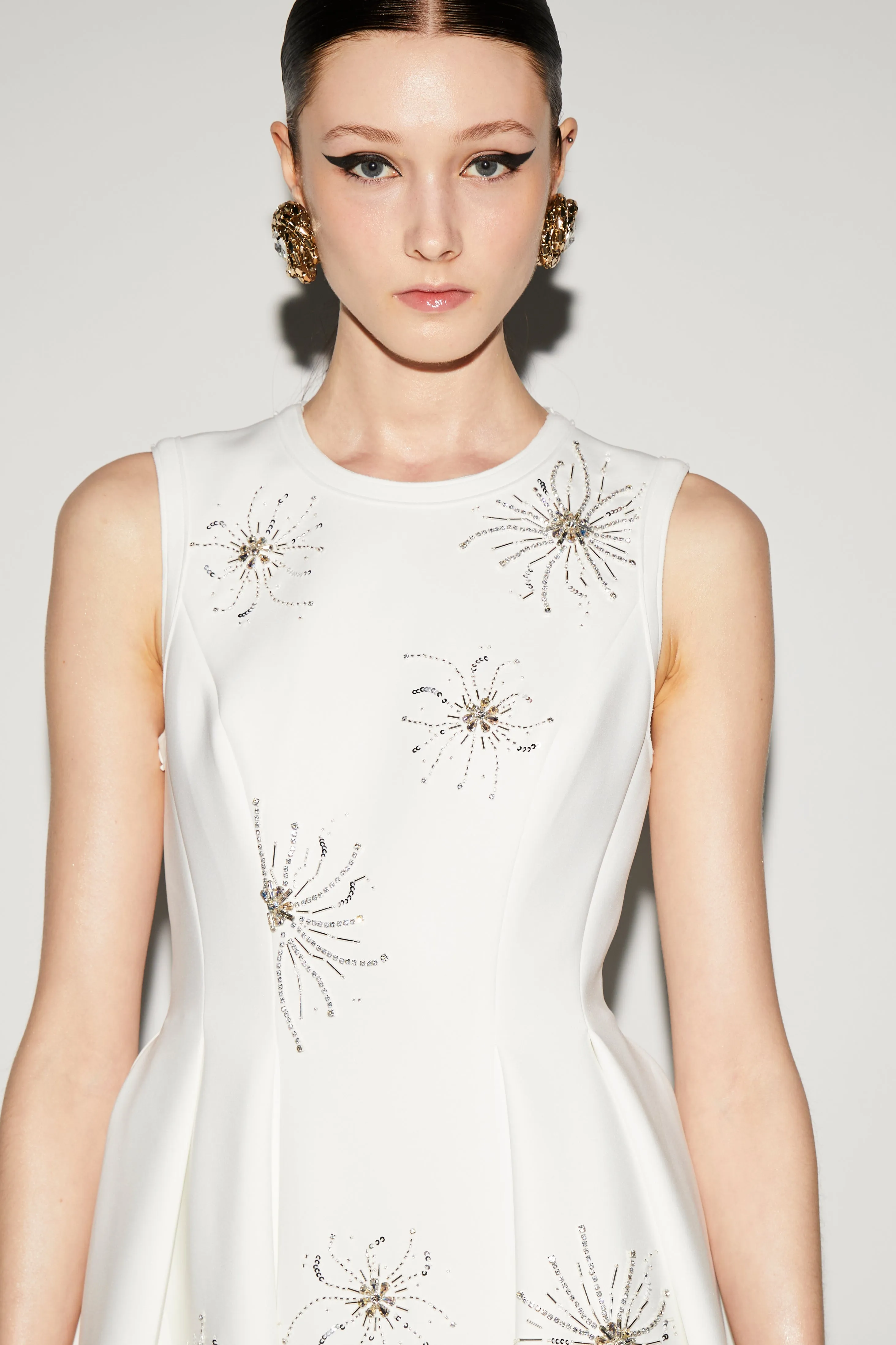 MAY DRESS WHITE EMBELLISHED SCUBA