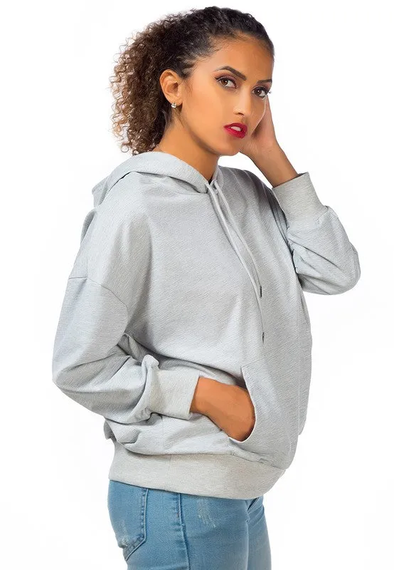 Melange Pullover Drawstring Hoodie