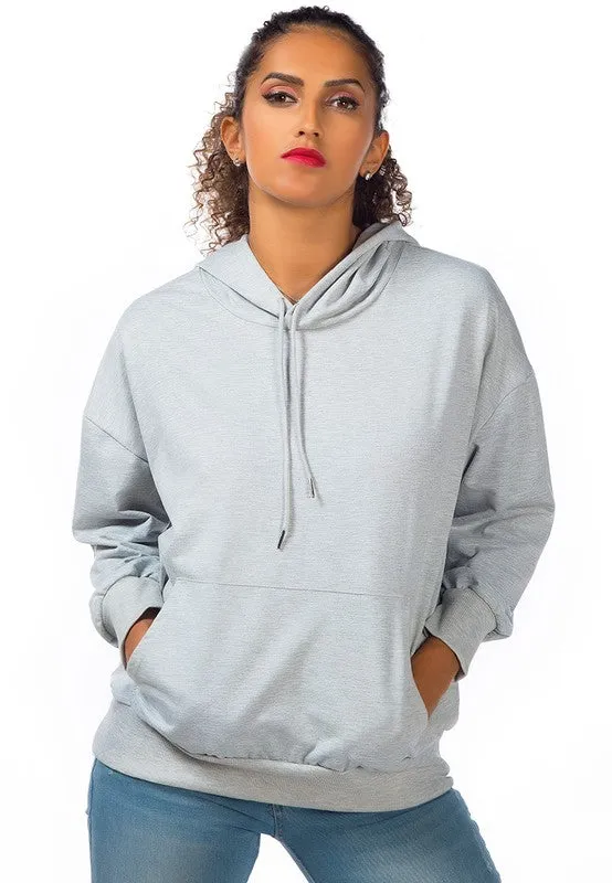 Melange Pullover Drawstring Hoodie