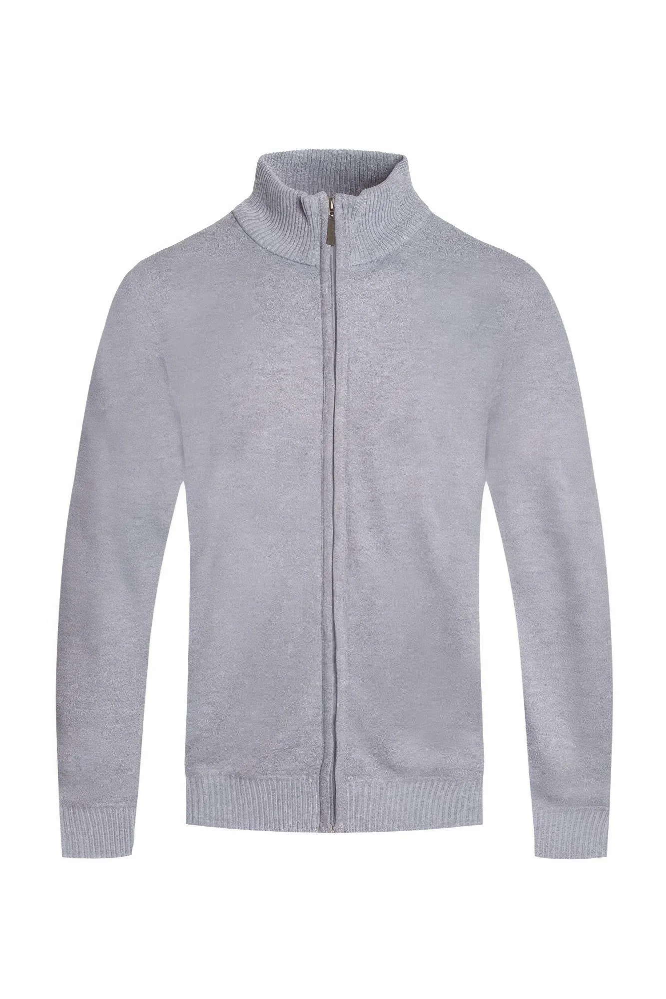 Mens Long Sleeve Solid Full Zip Sweater