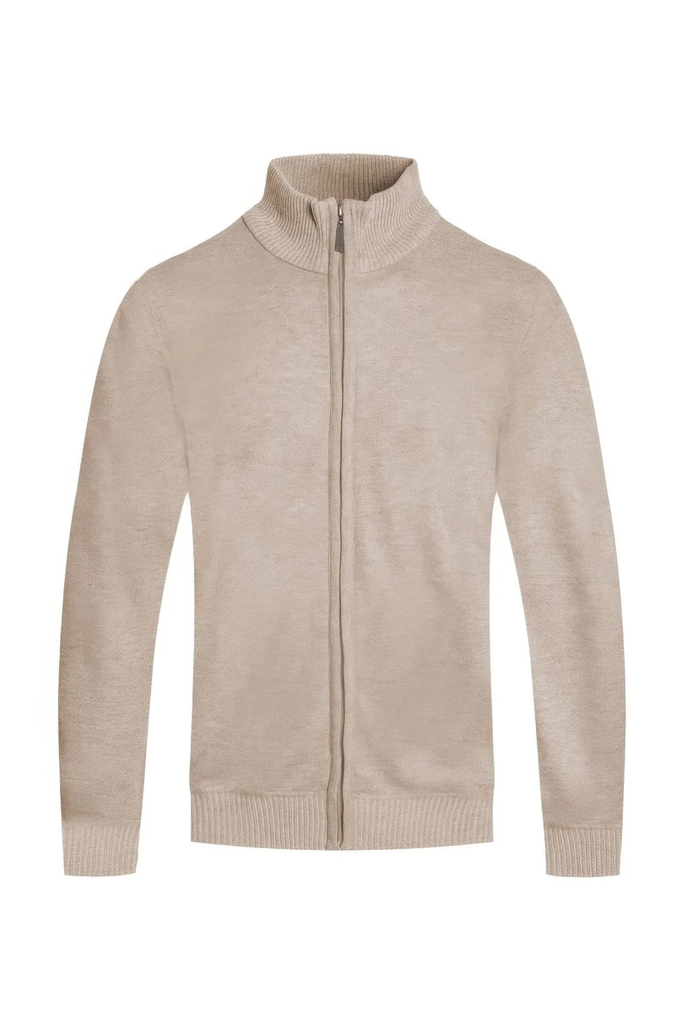 Mens Long Sleeve Solid Full Zip Sweater