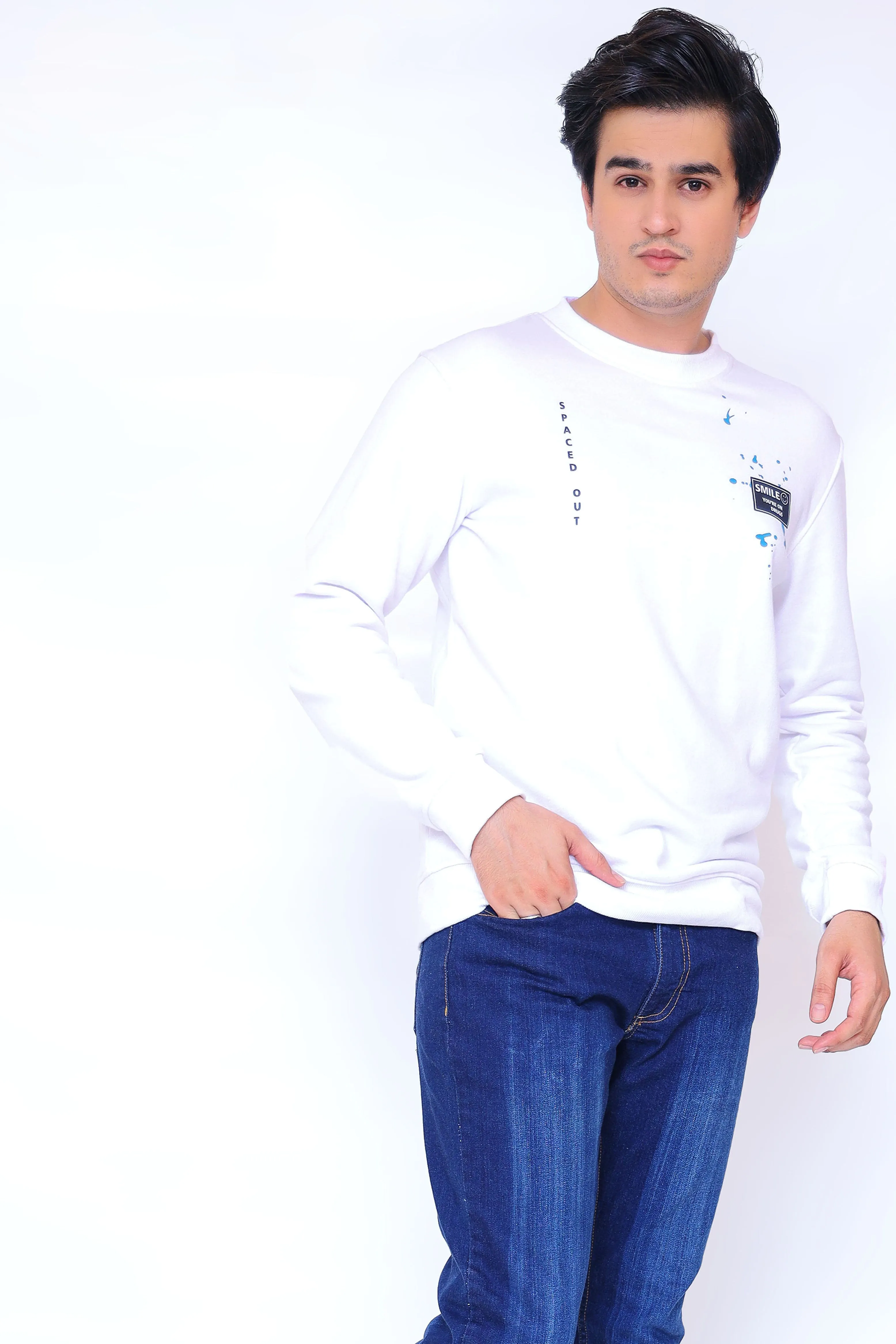 MENS SWEAT SHIRTS WHITE COLOUR WITH PRINTING