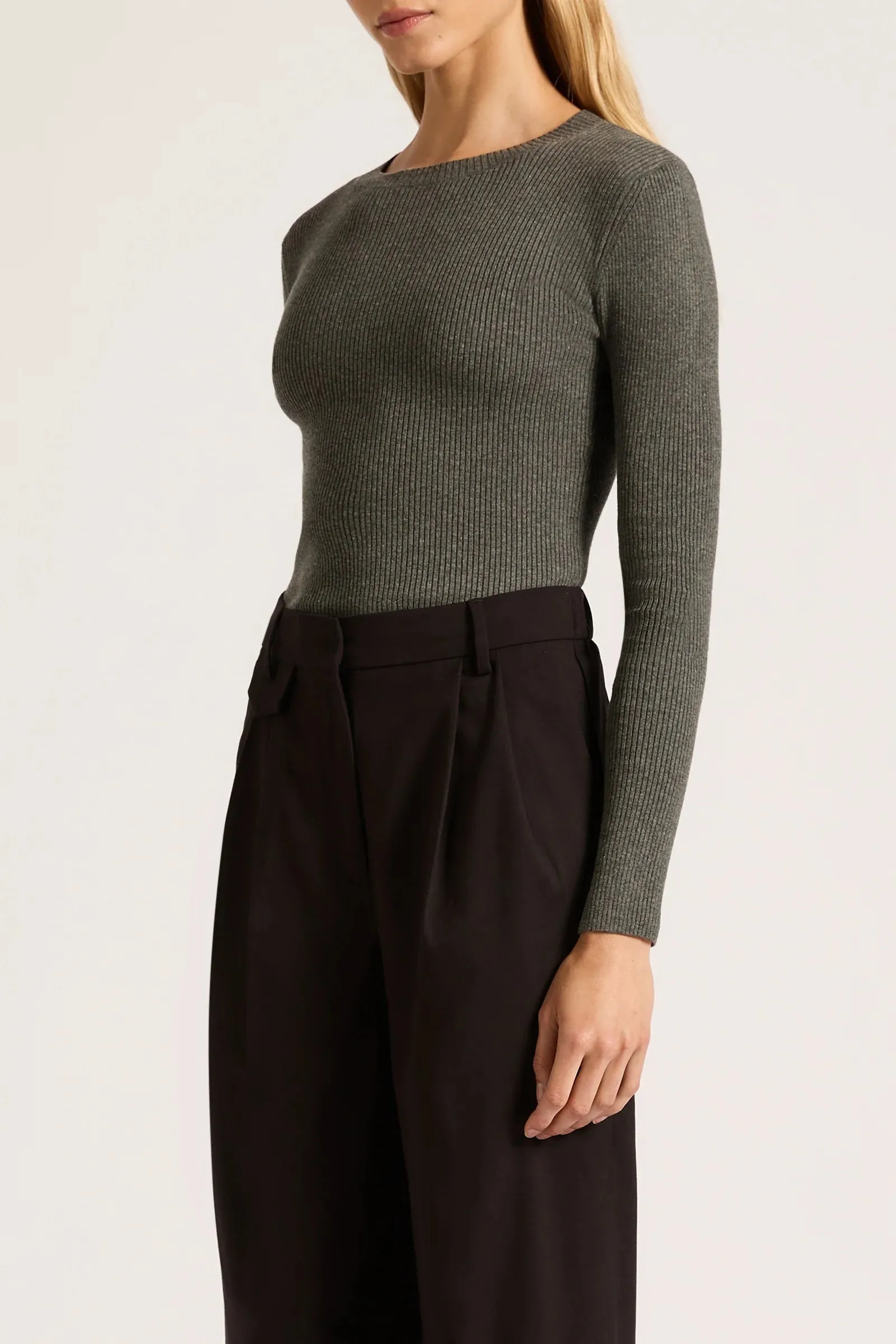 NUDE LUCY - Classic LS Knit - CHARCOAL