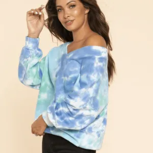 Ocean Tie Dye Double V-Neck Sweatshirt Made in USA