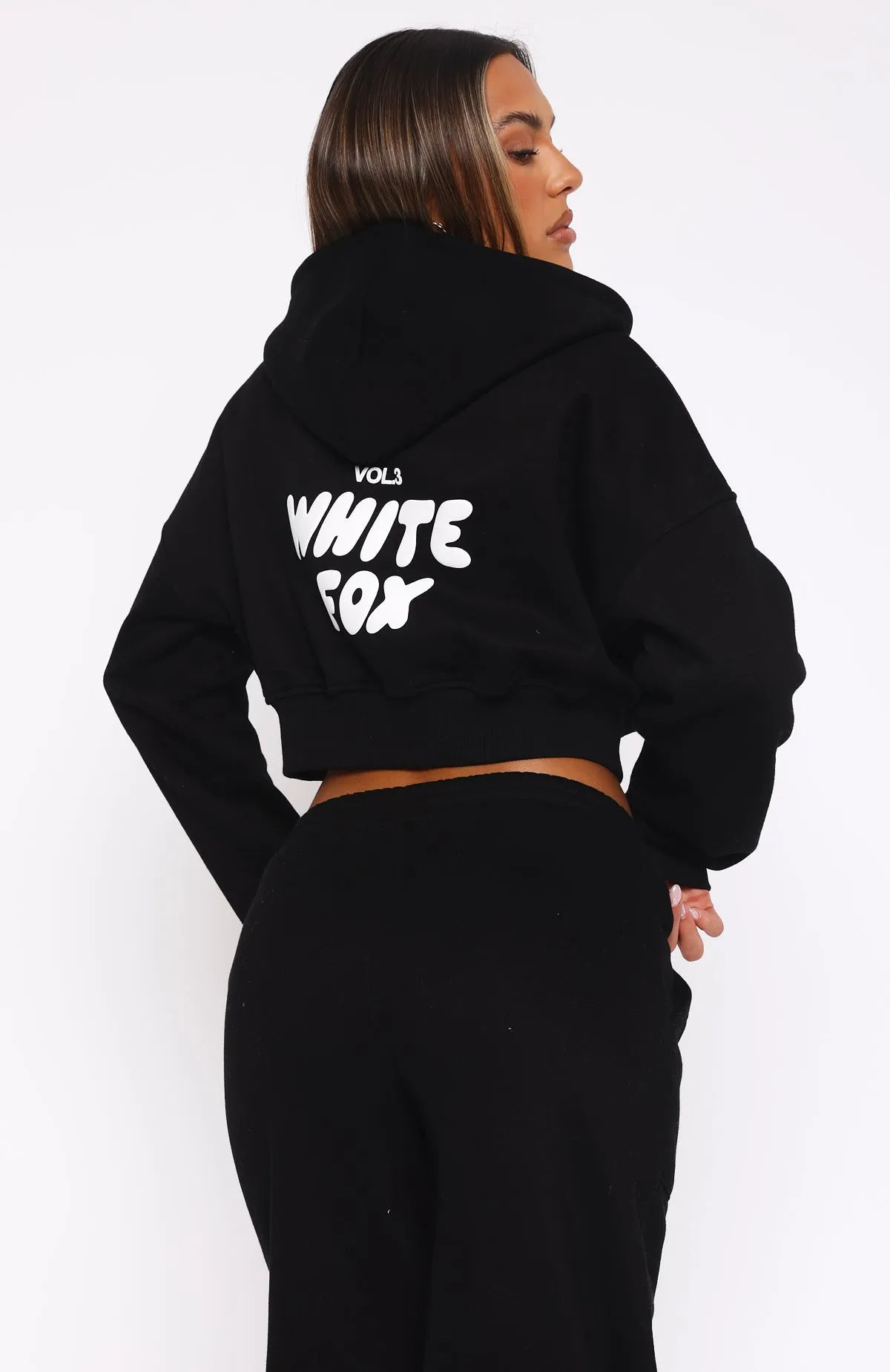 Offstage Cropped Zip Hoodie Monochrome