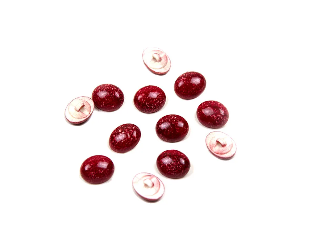 Red Oval Marble Look Acrylic Buttons