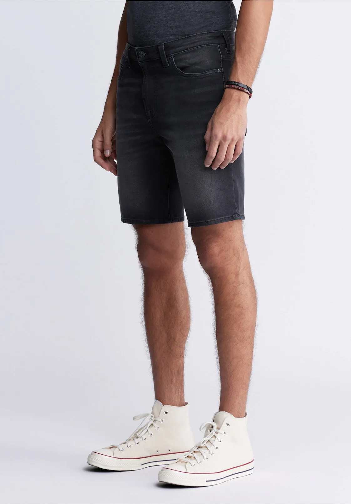 Relaxed Straight Dean Men's Freedom Flex Denim Shorts, Worked and Sanded Black - BM22965