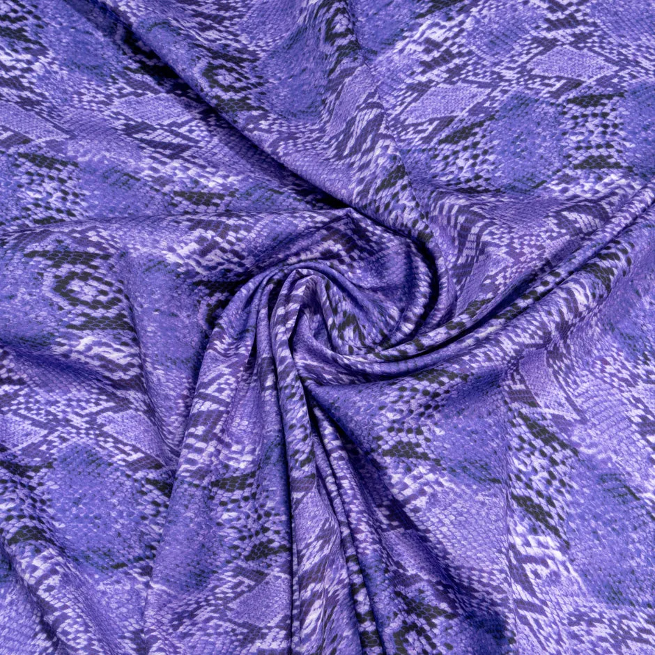 Rich Purple Snake Printed Cotton