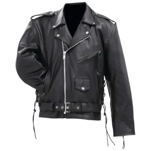 Rocky Mountain Hides Solid Genuine Cowhide Leather Classic Motorcycle Jacket- L