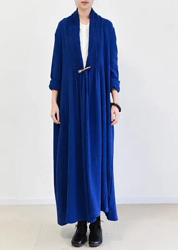 royal blue linen trench coats long cotton maxi coats 2021 fall casual outfits