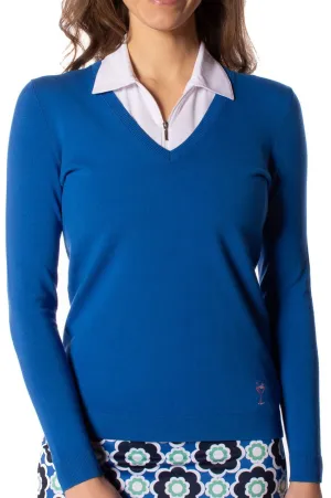 Royal Blue Stretch V-Neck Sweater