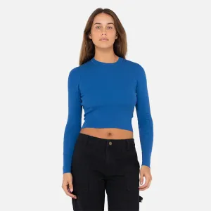 Rusty Amelia Cropped Long Sleeve Knit Top - Blue Sapphire