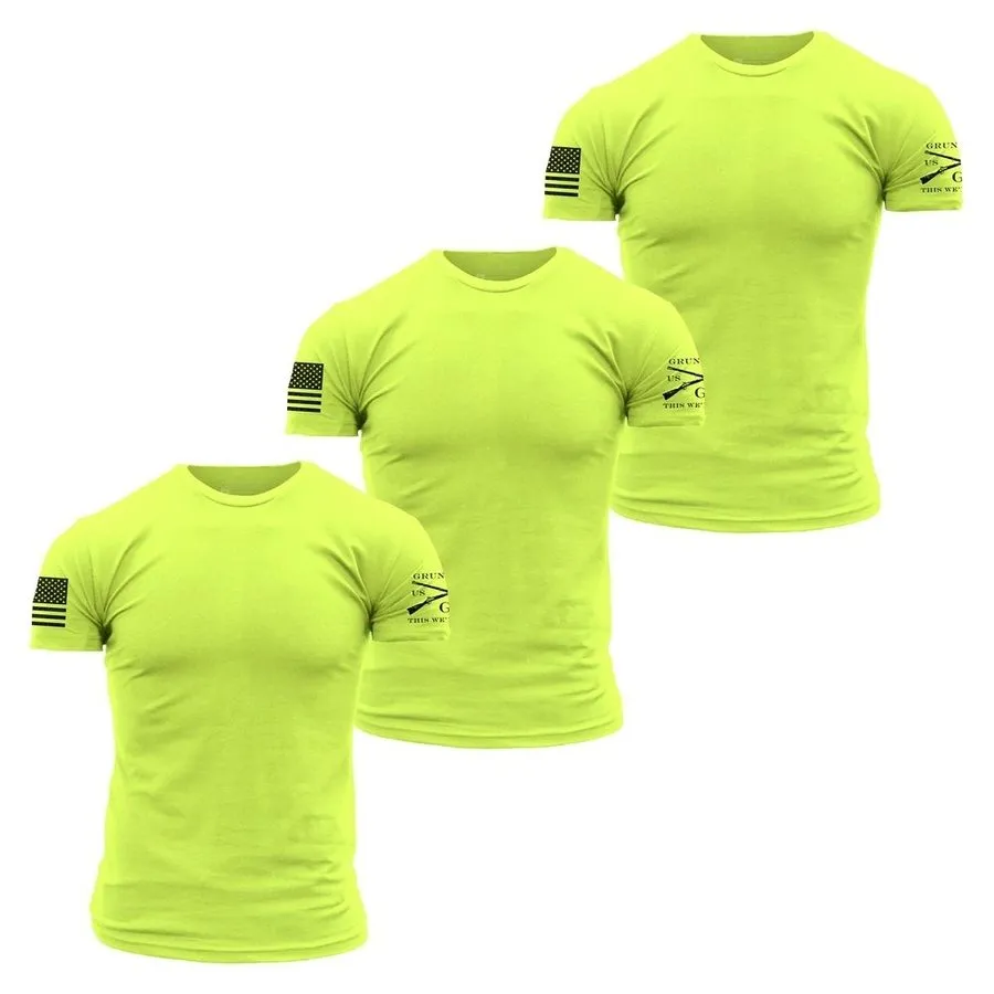 Safety Green Basic T-Shirts - Safety Green - 3 Pack