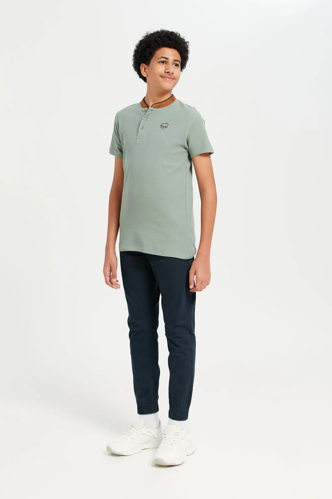 Senior Boys Mint Embellished Polo Shirt