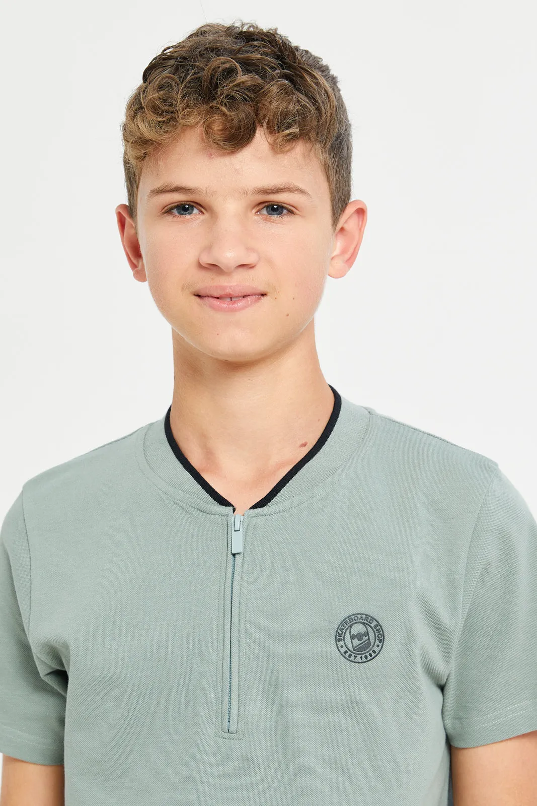 Senior Boys Mint Embroidered Polo Shirt