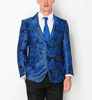 Shiny Blue Patterned Jacket (221702)