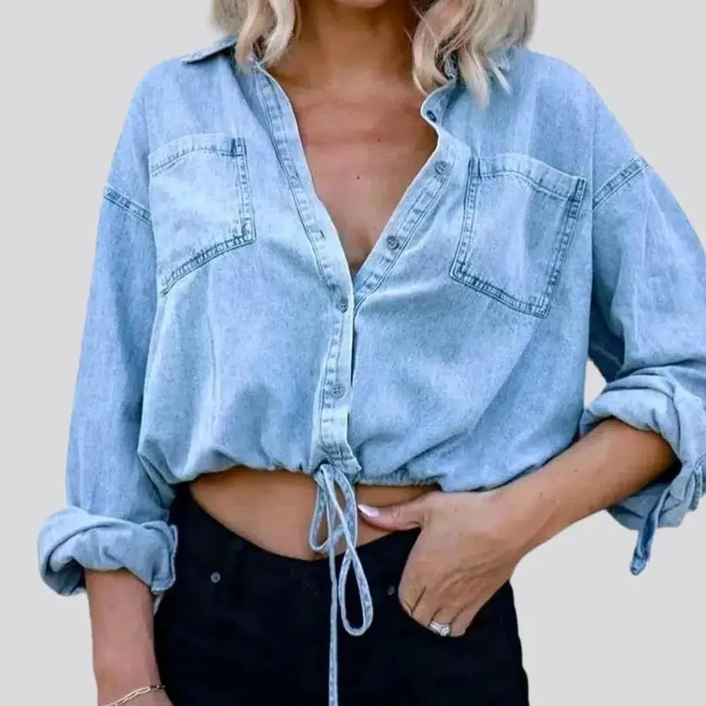 Shirt-like jean jacket
 for women