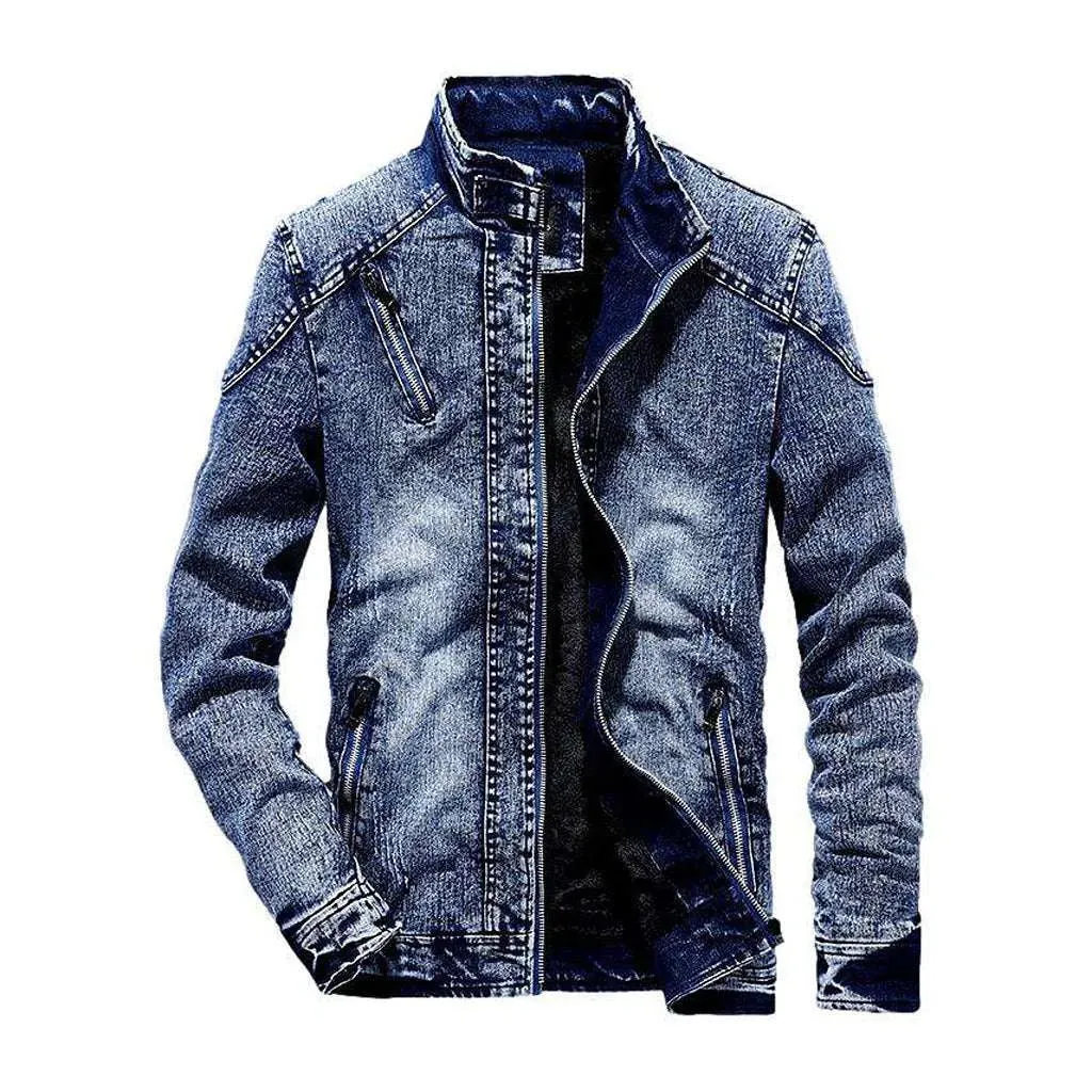 Slim denim jacket with zipper