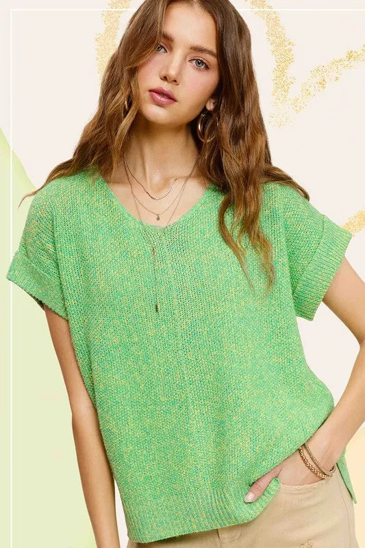 Soft Lightweight V-Neck Short Sleeve Sweater Top **Shipping already included in price for this item**