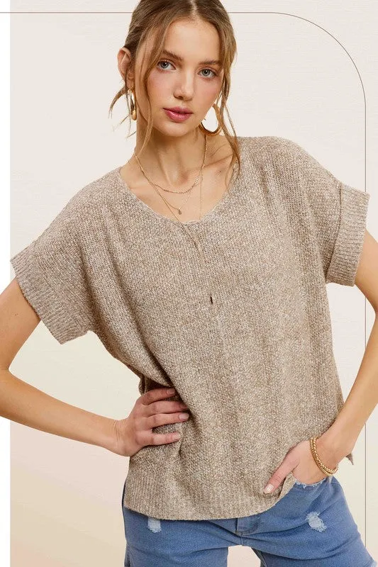 Soft Lightweight V-Neck Short Sleeve Sweater Top **Shipping already included in price for this item**