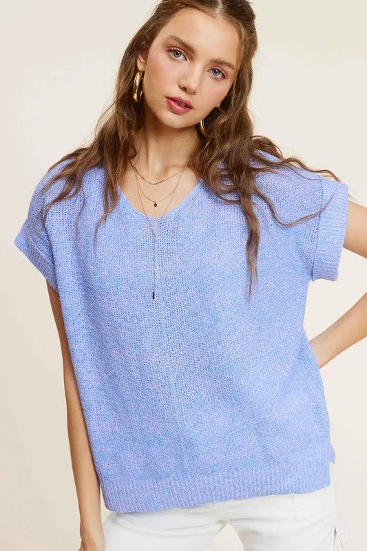 Soft Lightweight V-Neck Short Sleeve Sweater Top **Shipping already included in price for this item**