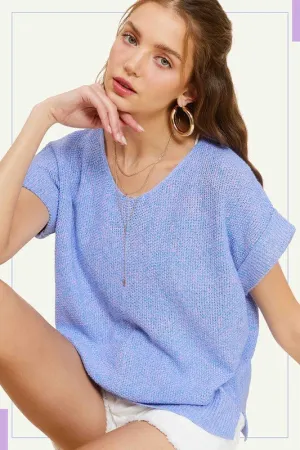 Soft Lightweight V-Neck Short Sleeve Sweater Top **Shipping already included in price for this item**