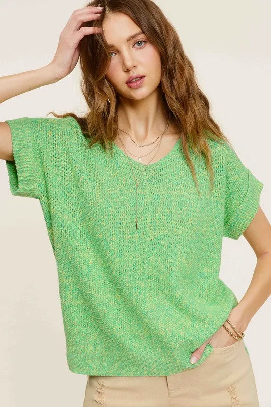 Soft Lightweight V-Neck Short Sleeve Sweater Top **Shipping already included in price for this item**