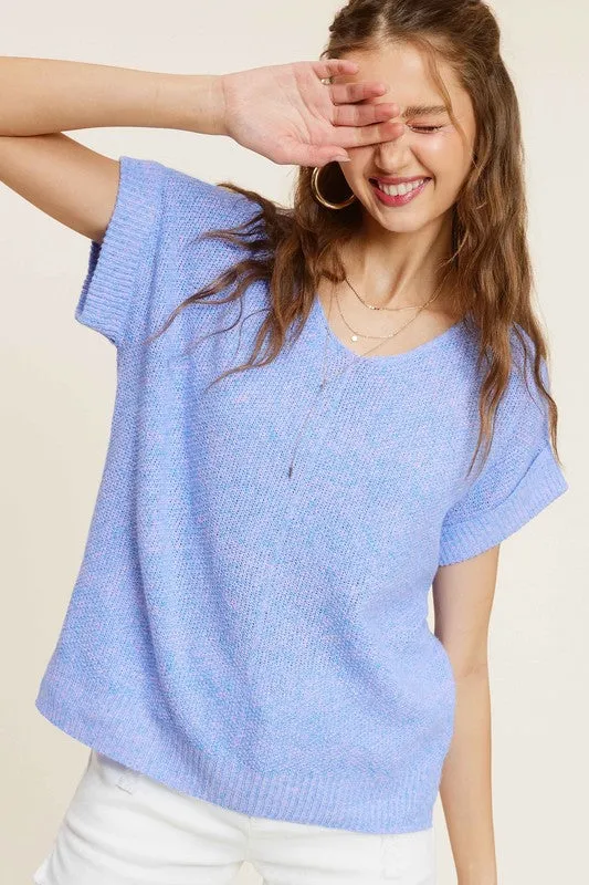 Soft Lightweight V-Neck Short Sleeve Sweater Top **Shipping already included in price for this item**