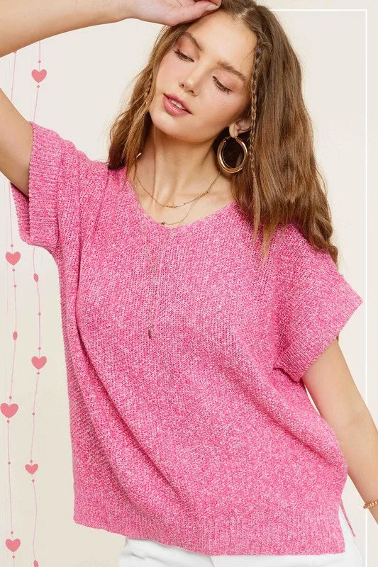 Soft Lightweight V-Neck Short Sleeve Sweater Top **Shipping already included in price for this item**