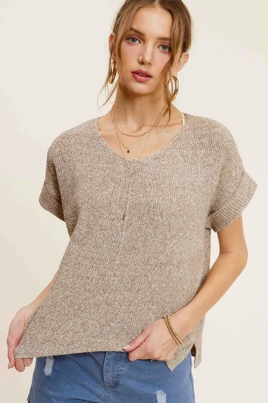 Soft Lightweight V-Neck Short Sleeve Sweater Top **Shipping already included in price for this item**