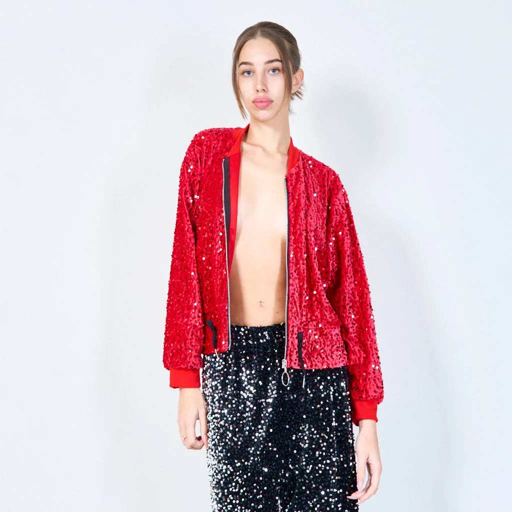 Sparkling sequin bomber jacket wholesale