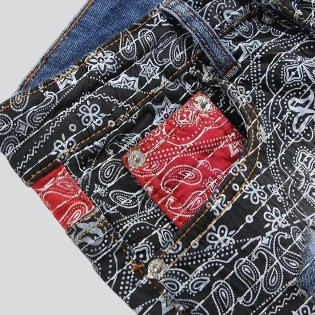 Street ornament jeans
 for men